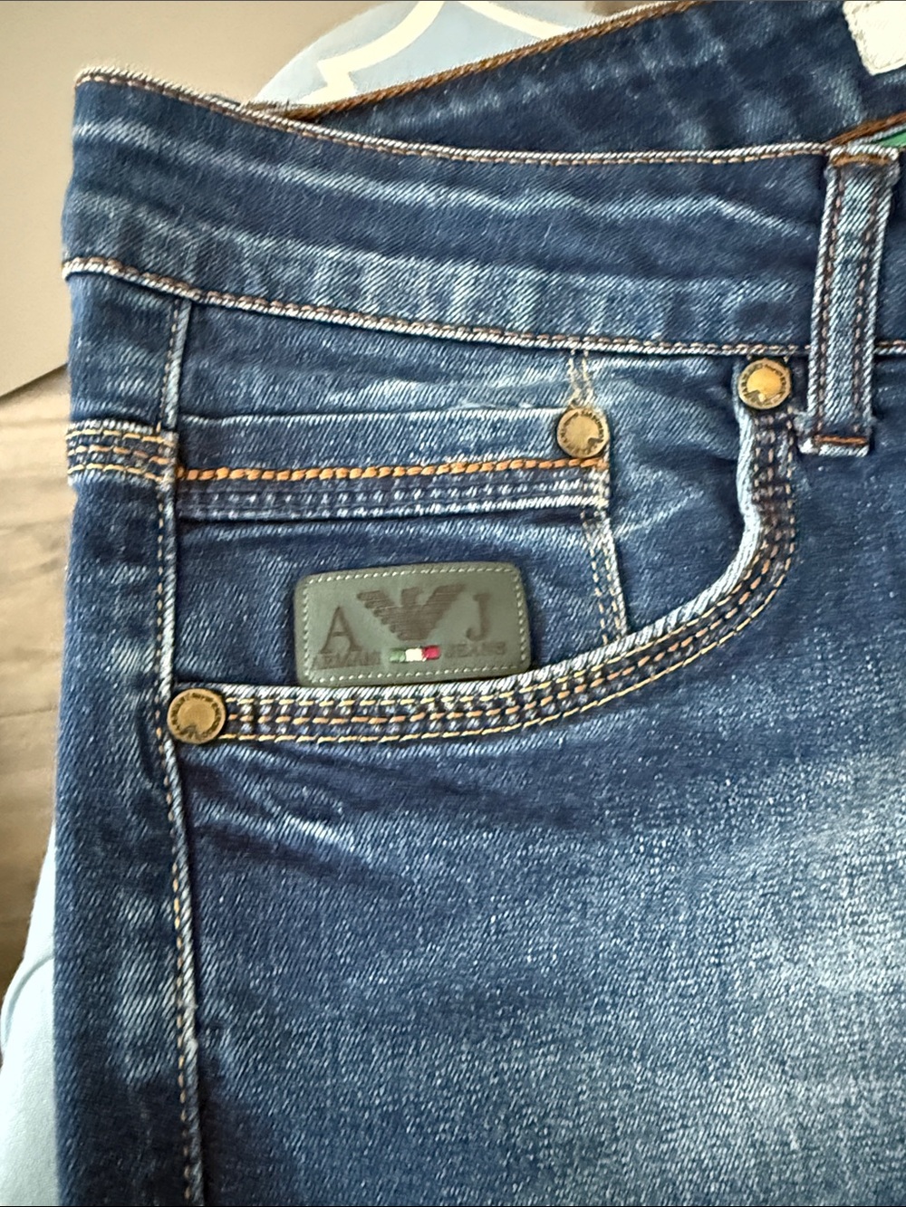 Armani Jeans Men's Indigo Slim Jeans with Contrast Stitching